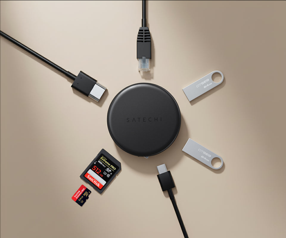 Adaptador Satechi OntheGo Multiportas 7 em 1 - Pretosa