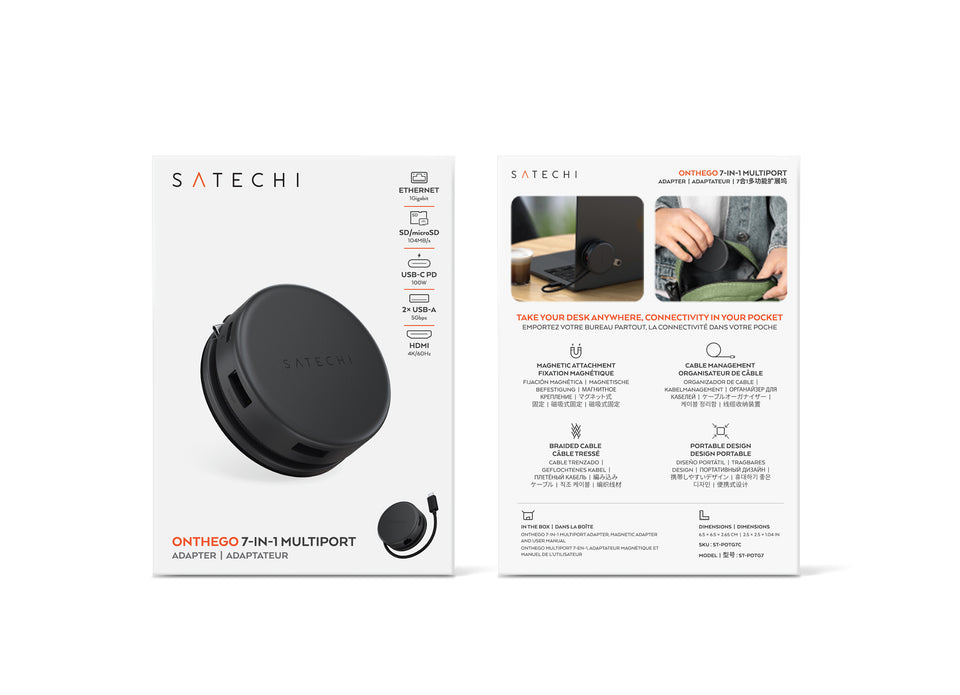 Adaptador Satechi OntheGo Multiportas 7 em 1 - Pretosa