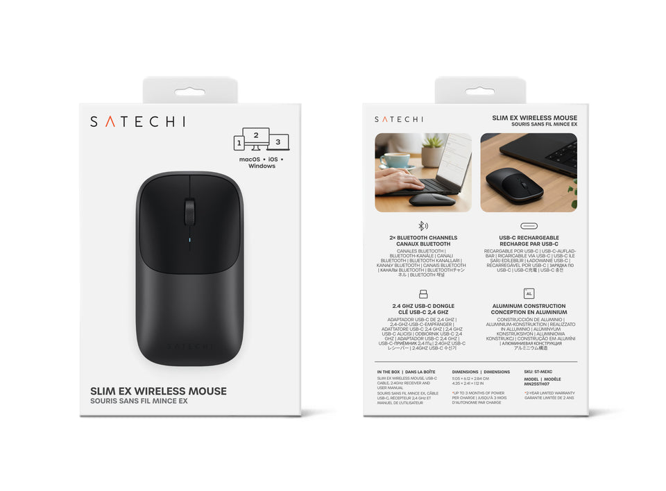 Kit Teclado e Mouse Sem Fio Satechi Slim EX1 e Slim EX - Preto