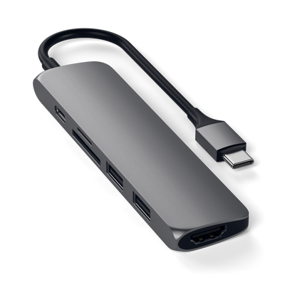Adaptador Satechi Multi Portas USB-C Slim V2 - Cinza Espacial