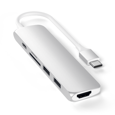 Adaptador Satechi Multi Portas USB-C Slim V2 - Prata