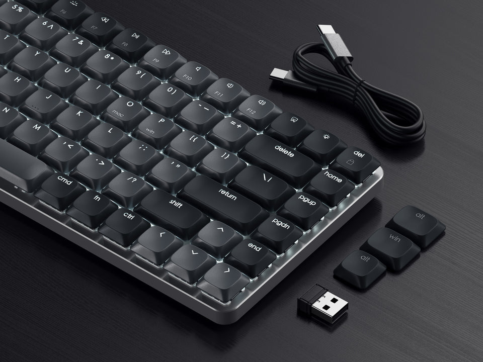 Teclado Satechi SM1 Retroiluminado com Bluetooth Mecânico Slim - US - Cinza e Preto