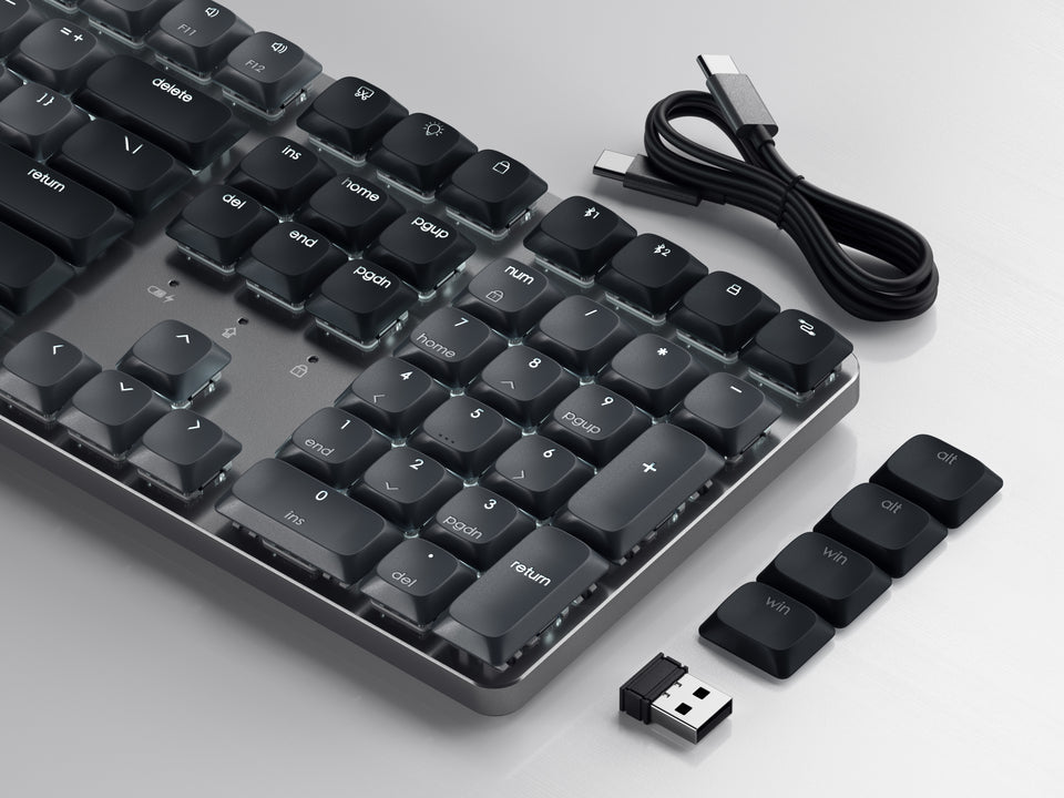 Teclado Satechi SM3 Retroiluminado com Bluetooth Mecânico Slim - US - Cinza e Preto