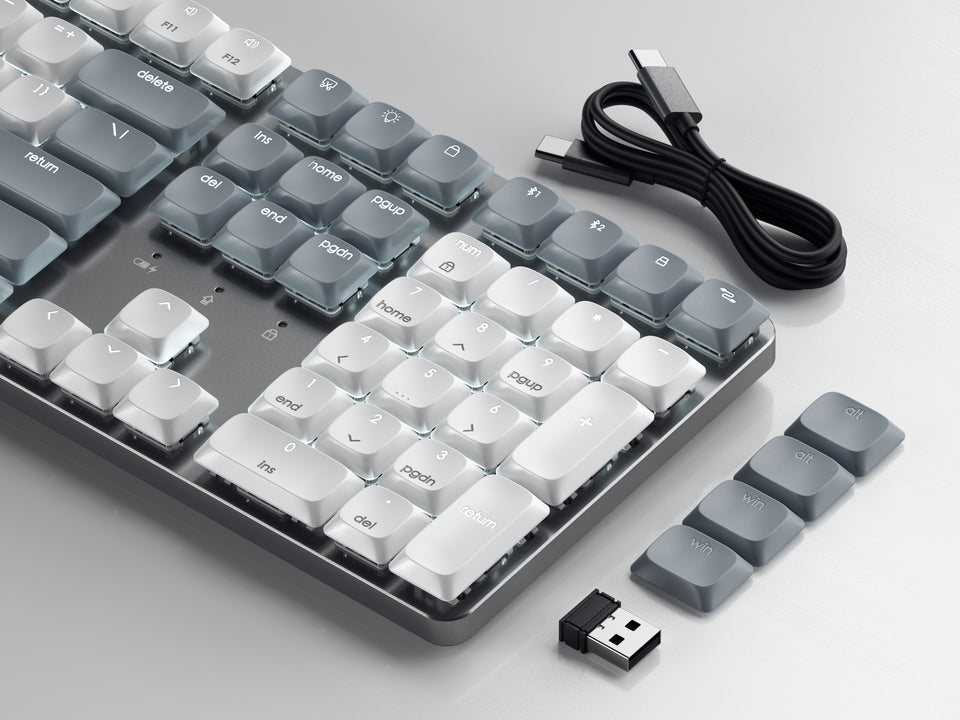 Teclado Satechi SM3 Retroiluminado com Bluetooth Mecânico Slim - US - Branco e Cinza