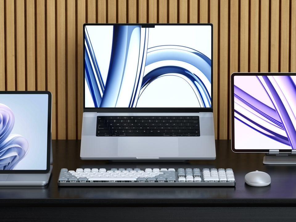 Teclado Satechi SM3 Retroiluminado com Bluetooth Mecânico Slim - US - Branco e Cinza