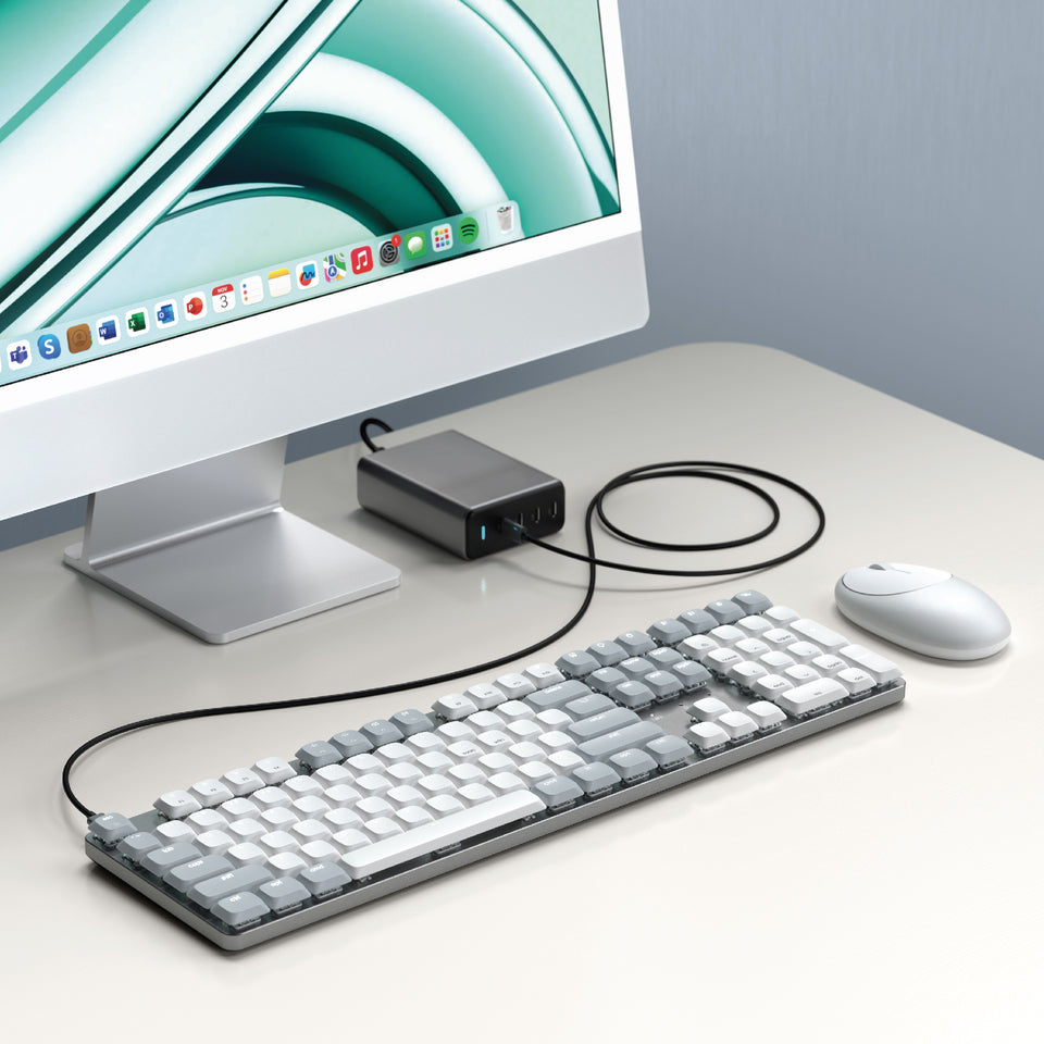 Teclado Satechi SM3 Retroiluminado com Bluetooth Mecânico Slim - US - Branco e Cinza