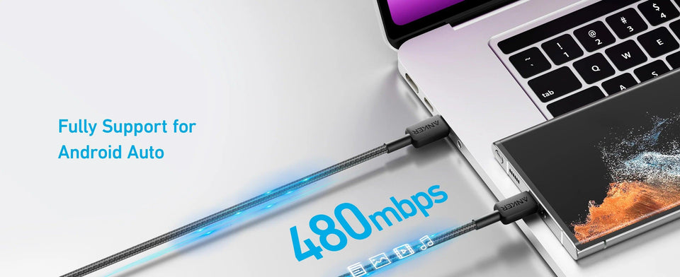Cabo Anker Usb-C Para Usb-C 322 60w 90cm Nylon Trançado - Preto