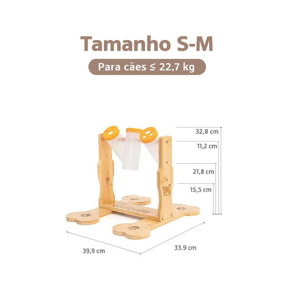 Brinquedo Loobani Alimentador Interativo para Cães Dispenser Ecológico Feito em Bambu com 3 Garrafas