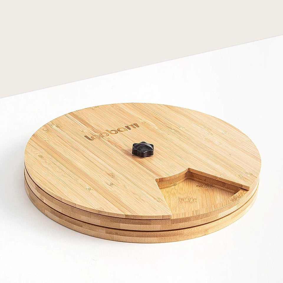 Brinquedo Loobani Alimentador Interativo para Cães Dispenser Ecológico Feito em Bambu com Mesa Giratória Dupla