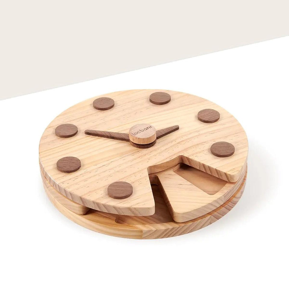 Brinquedo Loobani Alimentador Interativo para Cães Dispenser Ecológico Feito em Bambu com Relógio de Parede