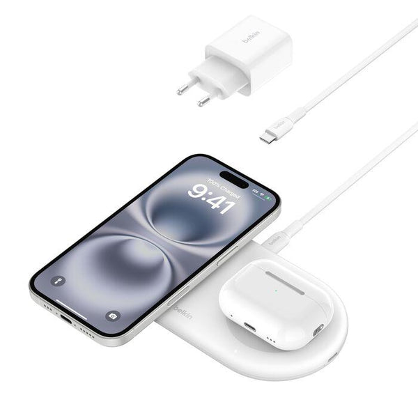 Carregador Belkin Boostcharge Pro Wireless 2 em 1 Magnético Qi2 15W Branco