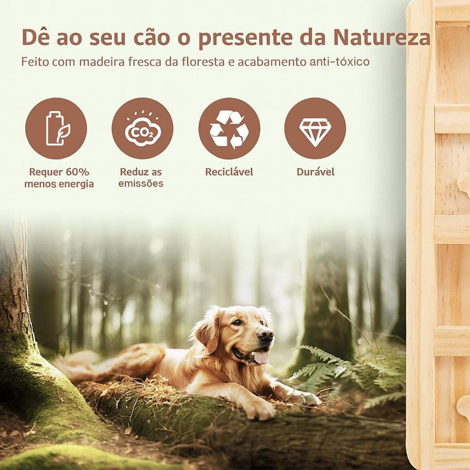 Brinquedo Loobani Alimentador Interativo para Cães Dispenser Ecológico Feito em Bambu com Labirinto Comedouro