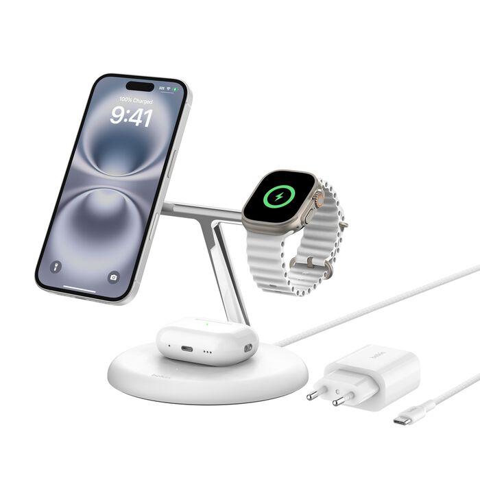 Carregador Belkin 3 em 1 Wireless Qi2 15W Branco