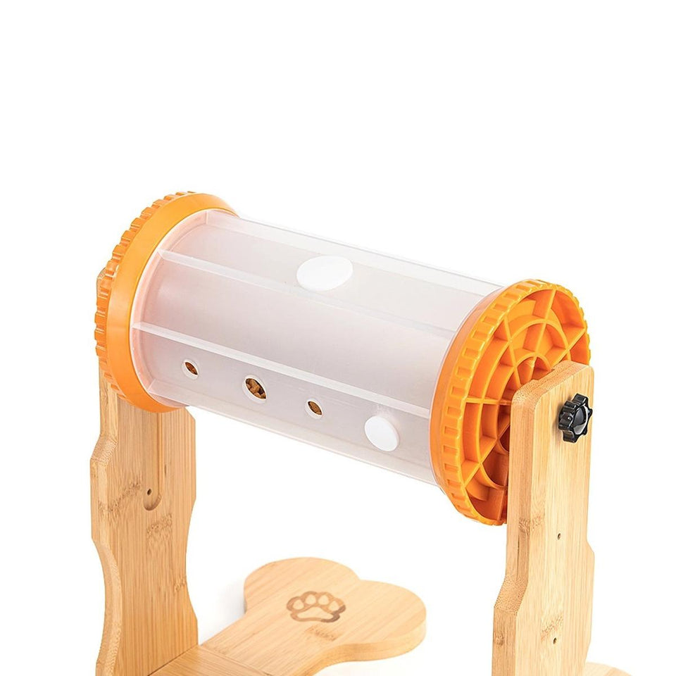 Brinquedo Loobani Alimentador Interativo para Cães Dispenser Ecológico Feito em Bambu com Garrafa Giratória