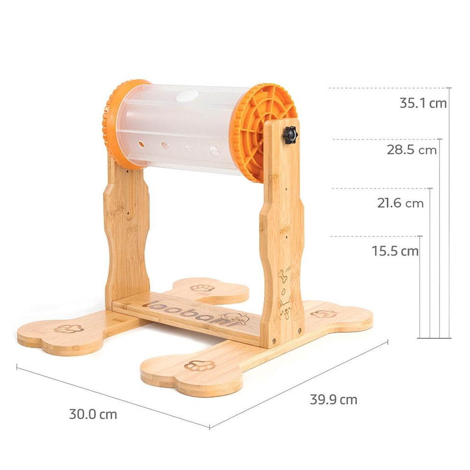 Brinquedo Loobani Alimentador Interativo para Cães Dispenser Ecológico Feito em Bambu com Garrafa Giratória