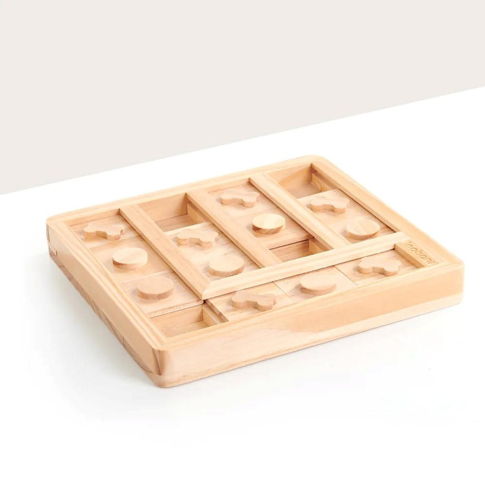 Brinquedo Loobani Alimentador Interativo para Cães Dispenser Ecológico Feito em Bambu com Labirinto Comedouro