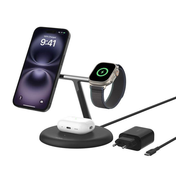 Carregador Belkin 3 em 1 Wireless Qi2 15W Preto