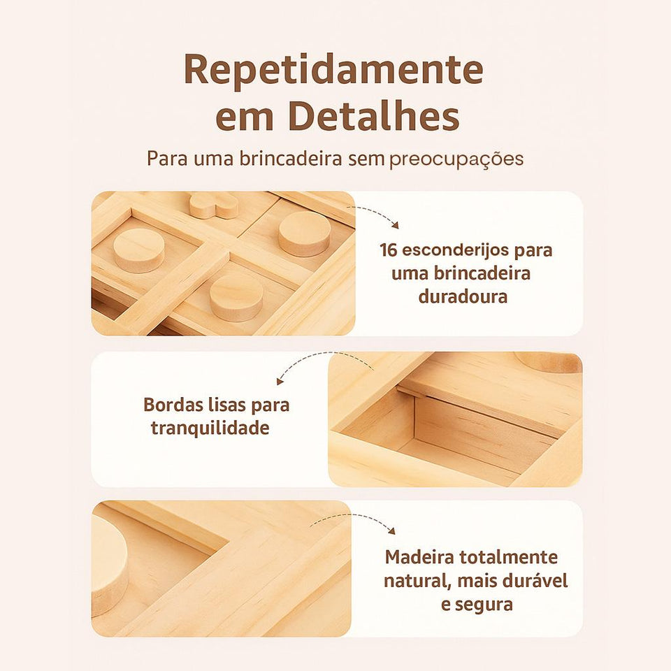 Brinquedo Loobani Alimentador Interativo para Cães Dispenser Ecológico Feito em Bambu com Labirinto Comedouro
