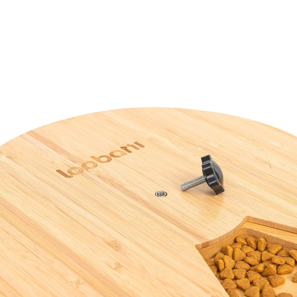 Brinquedo Loobani Alimentador Interativo para Cães Dispenser Ecológico Feito em Bambu com Mesa Giratória Dupla