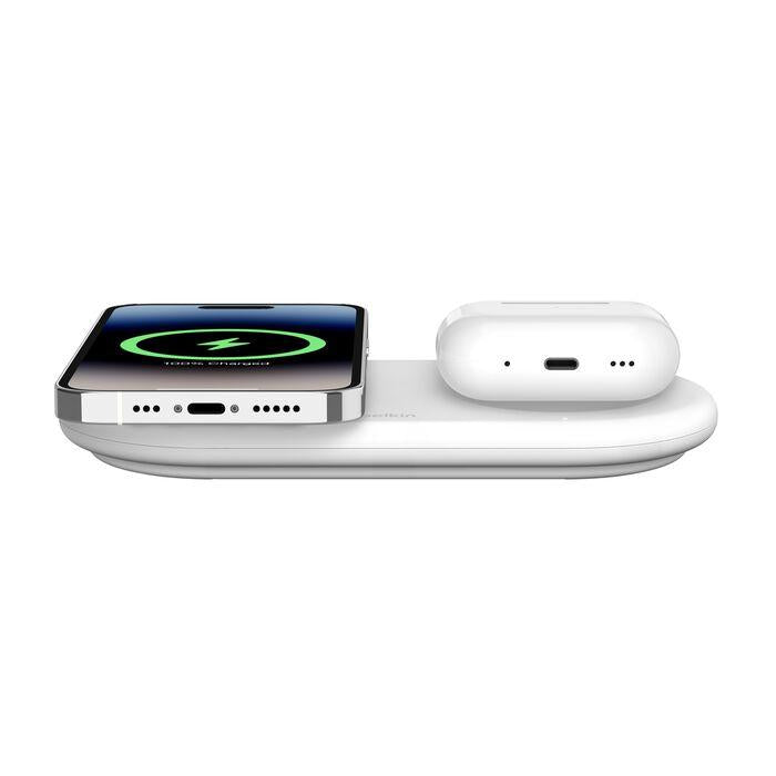 Carregador Belkin Boostcharge Pro Wireless 2 em 1 Magnético Qi2 15W Branco