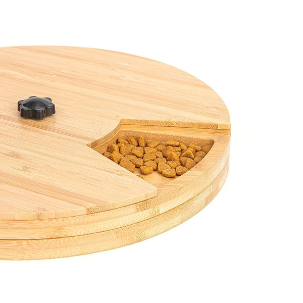 Brinquedo Loobani Alimentador Interativo para Cães Dispenser Ecológico Feito em Bambu com Mesa Giratória Dupla