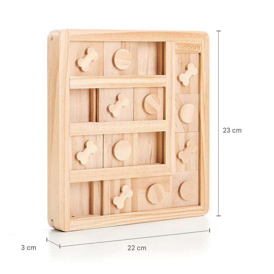 Brinquedo Loobani Alimentador Interativo para Cães Dispenser Ecológico Feito em Bambu com Labirinto Comedouro