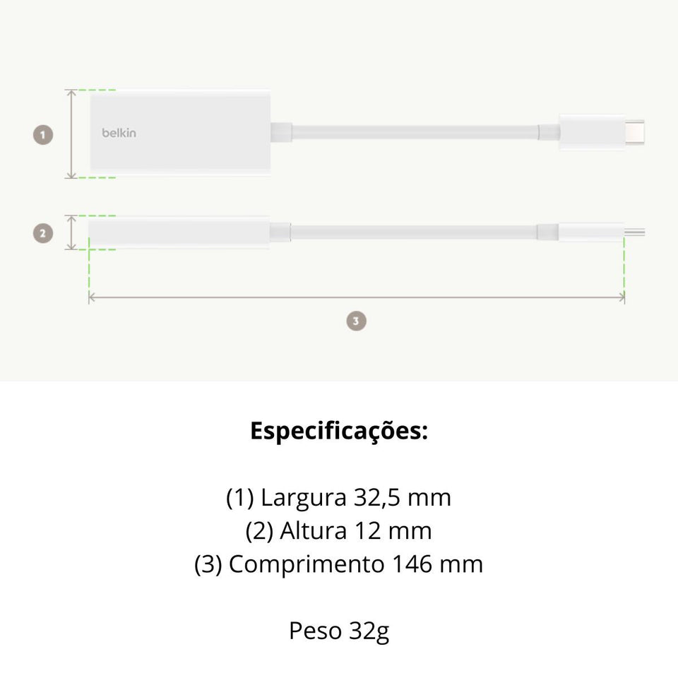 Adaptador Belkin USB-C para HDMI com Dolby Vision 4K 60Hz – Branco